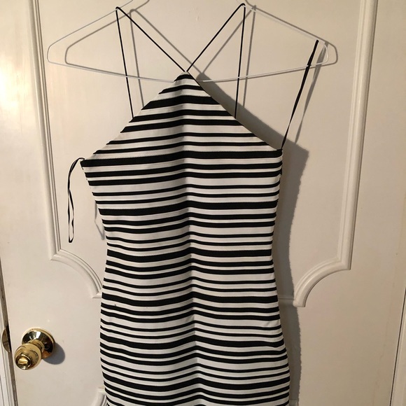 Dresses & Skirts - Topshop black & white stripe bodycon dress M